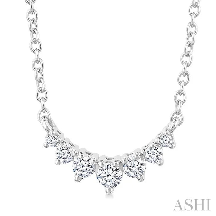 Graduated Petite Diamond Fashion Smile Necklace