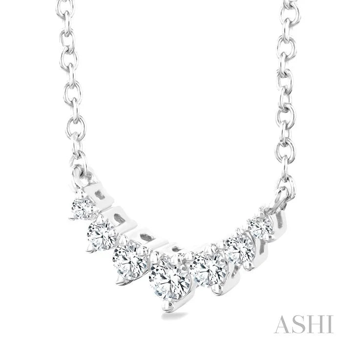 Graduated Petite Diamond Fashion Smile Necklace