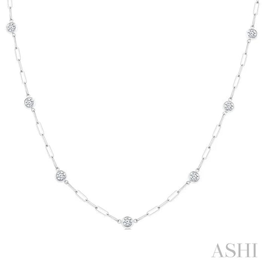 Bezel Set Paperclip Diamond Station Necklace