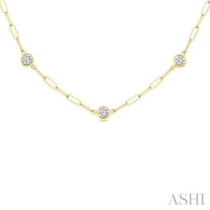 Bezel Set Paperclip Diamond Station Necklace