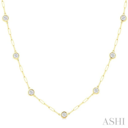 Bezel Set Paperclip Diamond Station Necklace