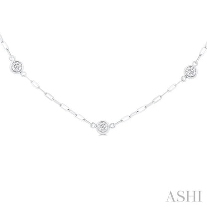 Bezel Set Paperclip Diamond Station Necklace