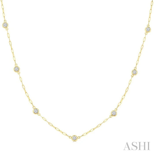 Bezel Set Paperclip Diamond Station Necklace