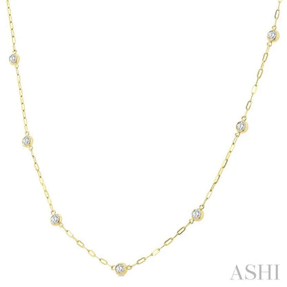 Bezel Set Paperclip Diamond Station Necklace