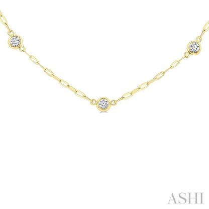 Bezel Set Paperclip Diamond Station Necklace