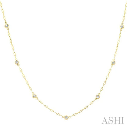 Bezel Set Paperclip Diamond Station Necklace