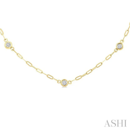 Bezel Set Paperclip Diamond Station Necklace
