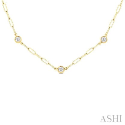 Bezel Set Paperclip Diamond Station Necklace