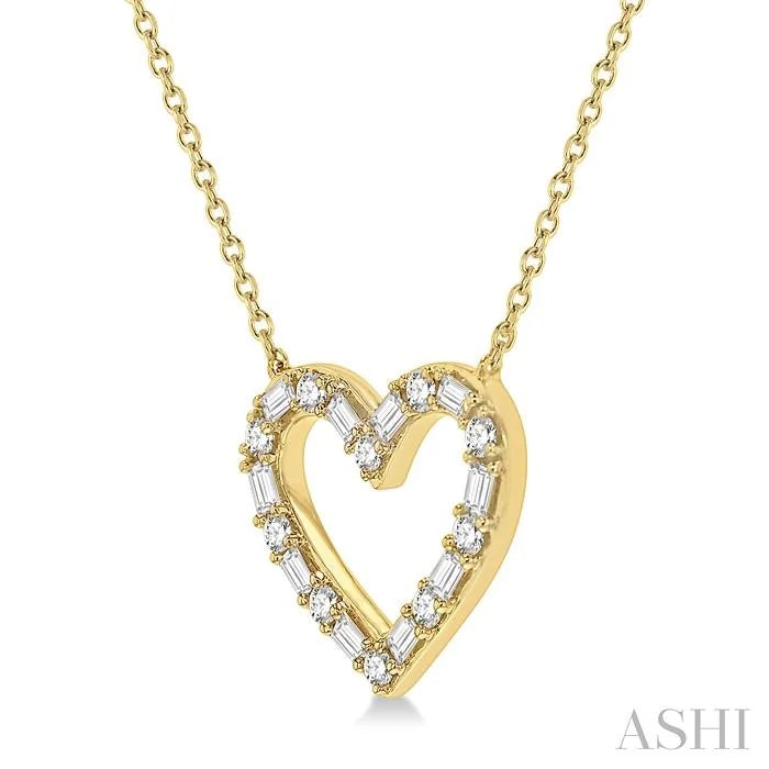 Heart Shape Baguette Diamond Pendant