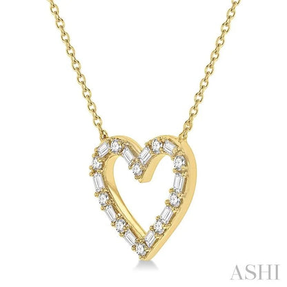 Heart Shape Baguette Diamond Pendant