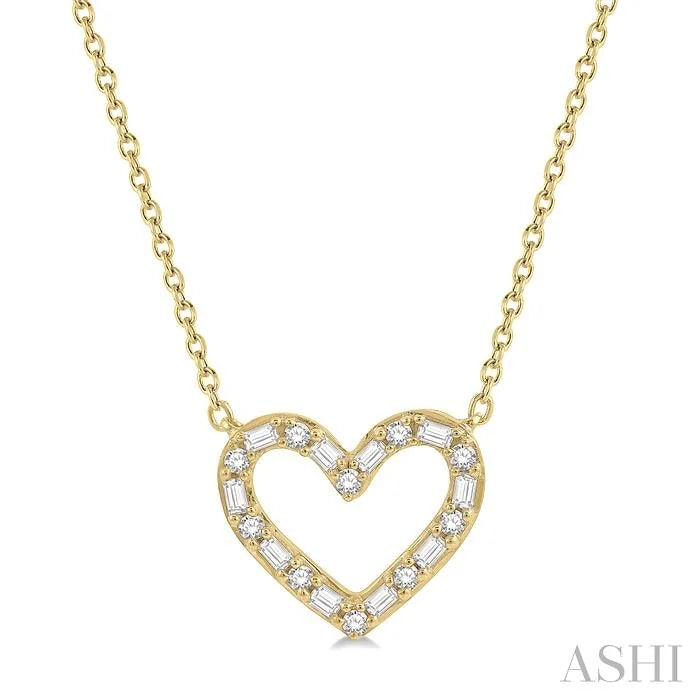 Heart Shape Baguette Diamond Pendant