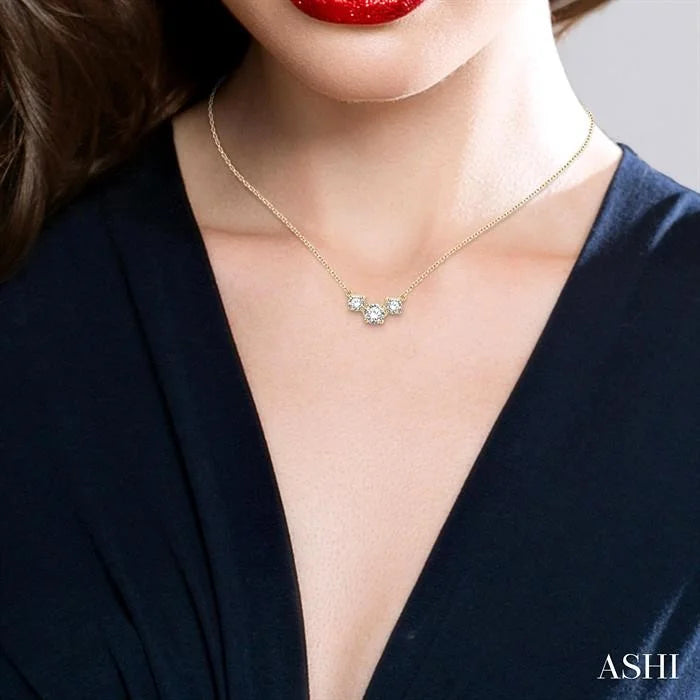 Round Shape Past Present & Future Diamond Necklace