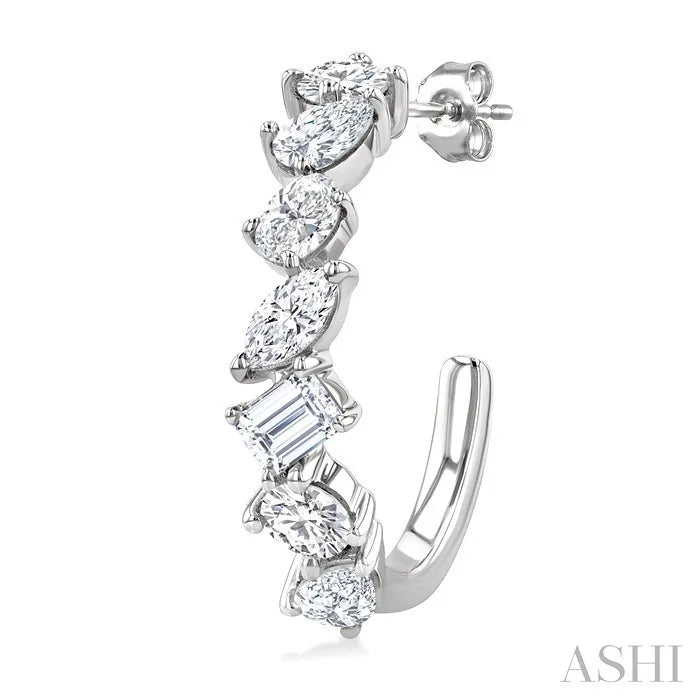 Mixed Shape Scatter Diamond Fashion Half Hoop Earrings