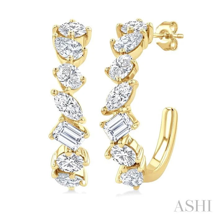 Mixed Shape Scatter Diamond Fashion Half Hoop Earrings
