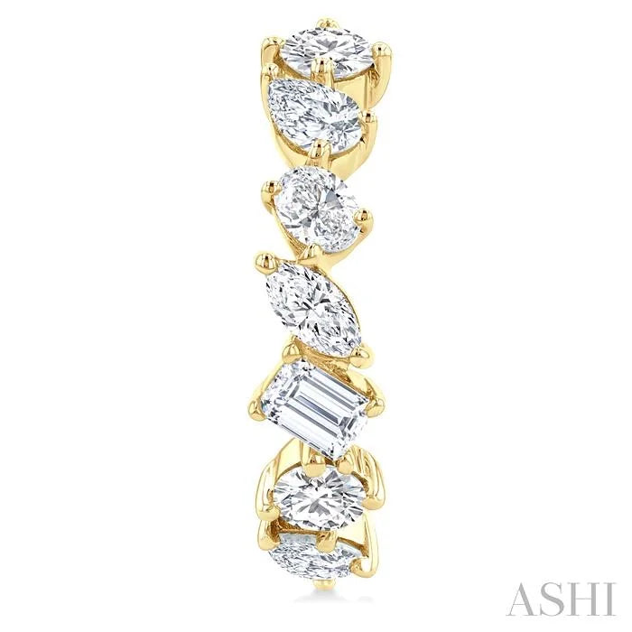 Mixed Shape Scatter Diamond Fashion Half Hoop Earrings
