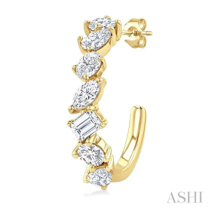 Mixed Shape Scatter Diamond Fashion Half Hoop Earrings