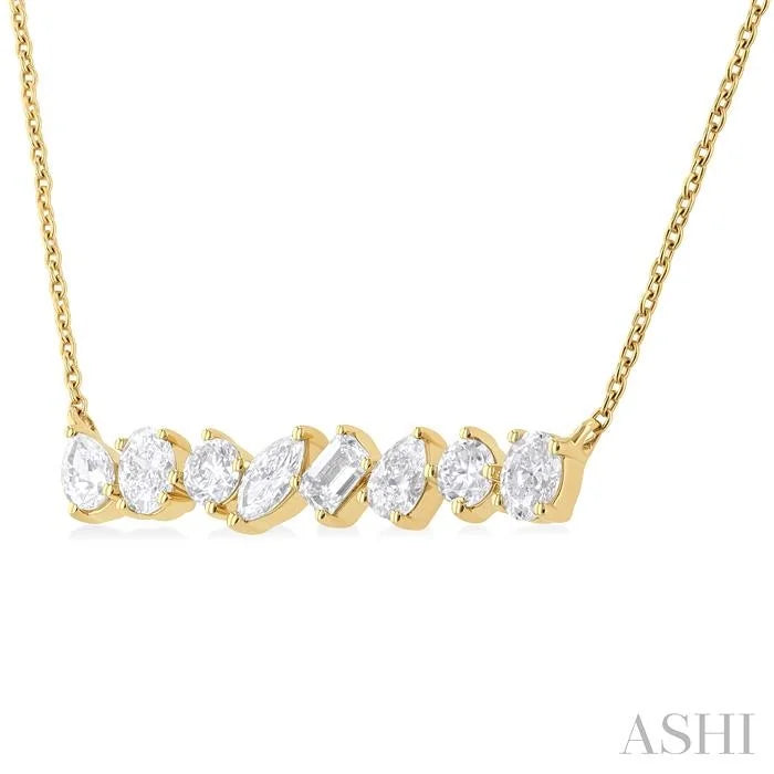 Mixed Shape Scatter Diamond Bar Fashion Necklace