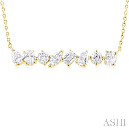Mixed Shape Scatter Diamond Bar Fashion Necklace