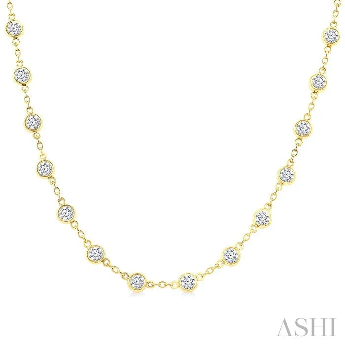 Bezel Set Diamond Station Necklace