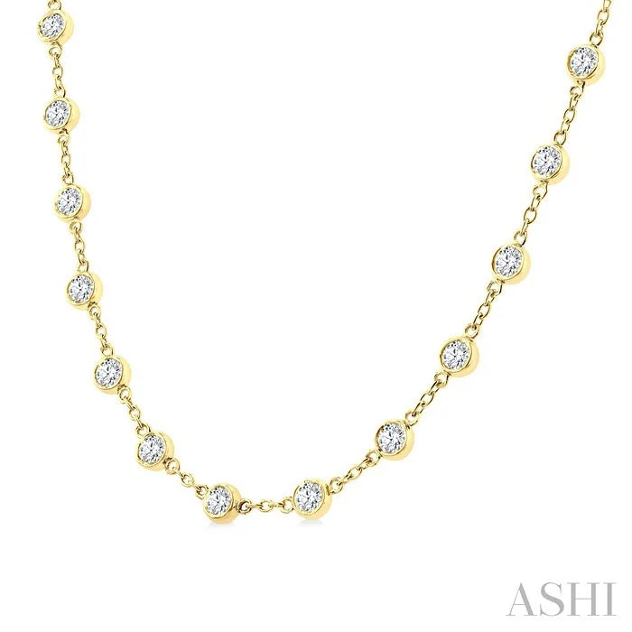 Bezel Set Diamond Station Necklace