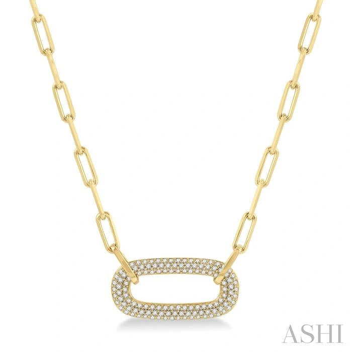 Pave-Set Paperclip Diamond Fashion Pendant