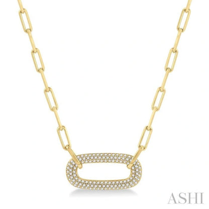 Pave-Set Paperclip Diamond Fashion Pendant