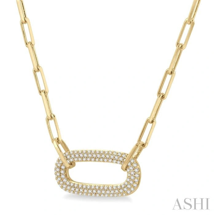 Pave-Set Paperclip Diamond Fashion Pendant
