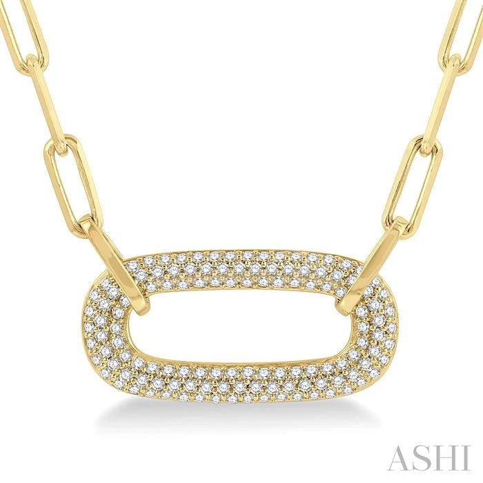 Pave-Set Paperclip Diamond Fashion Pendant