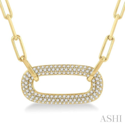 Pave-Set Paperclip Diamond Fashion Pendant