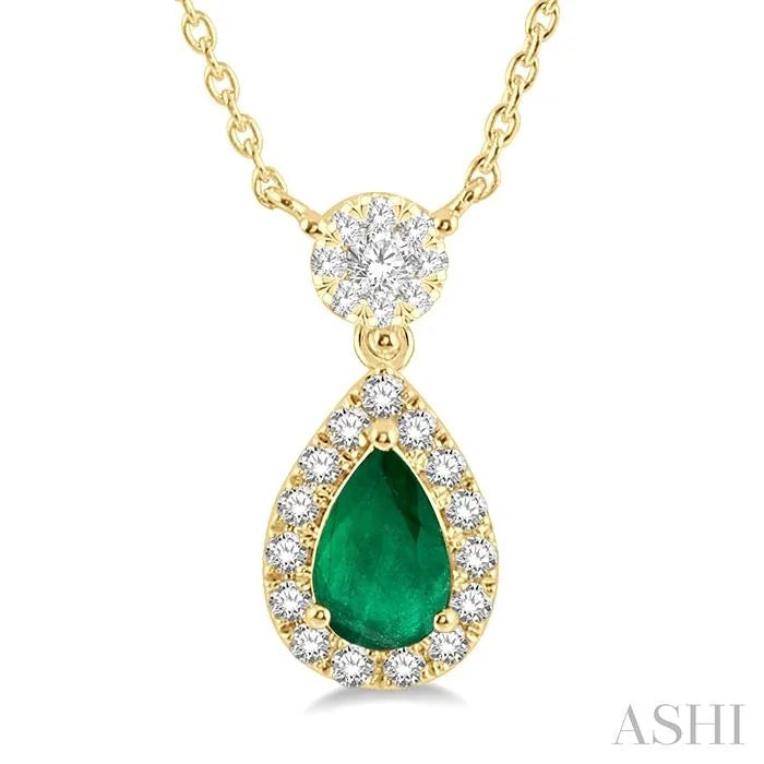 Pear Shape Gemstone & Halo Lovebright Diamond Necklace