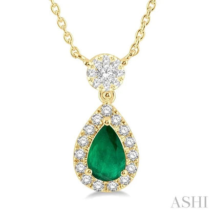 Pear Shape Gemstone & Halo Lovebright Diamond Necklace