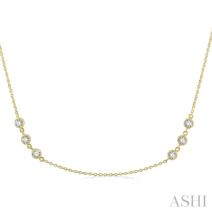 3 Stone Diamond Station Necklace