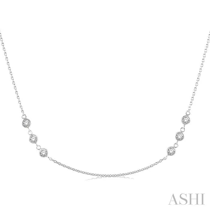 3 Stone Diamond Station Necklace