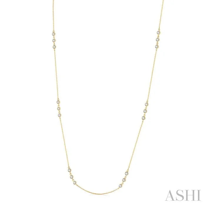 3 Stone Diamond Station Necklace