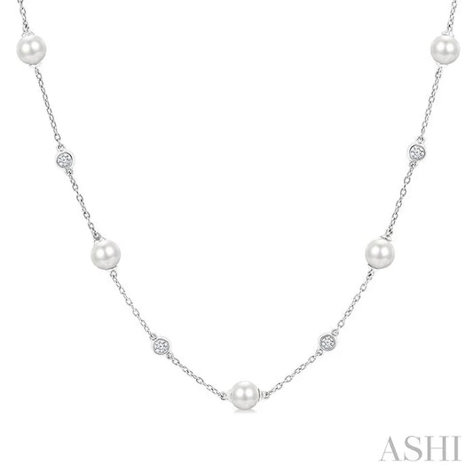 Pearl & Diamond Station Necklace
