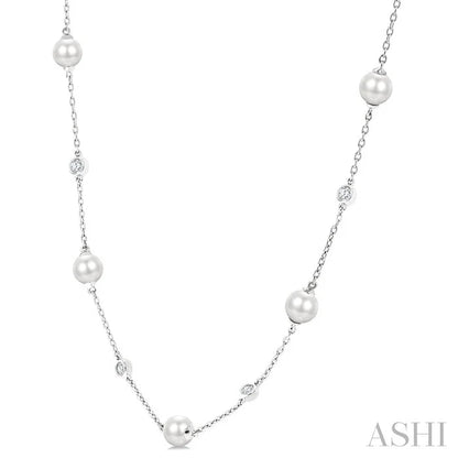 Pearl & Diamond Station Necklace
