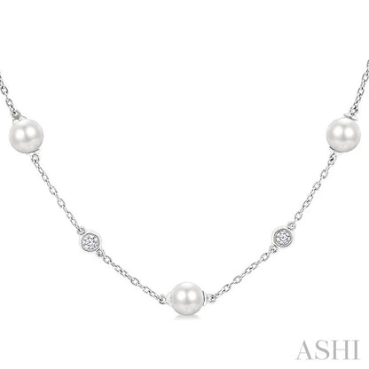 Pearl & Diamond Station Necklace