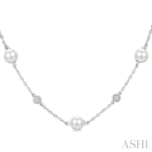 Pearl & Diamond Station Necklace