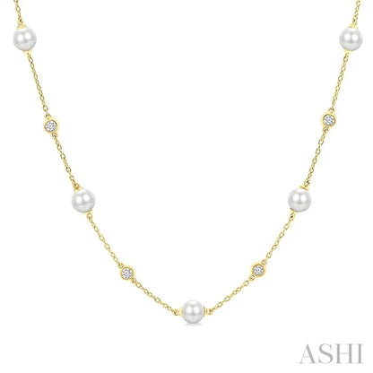 Pearl & Diamond Station Necklace