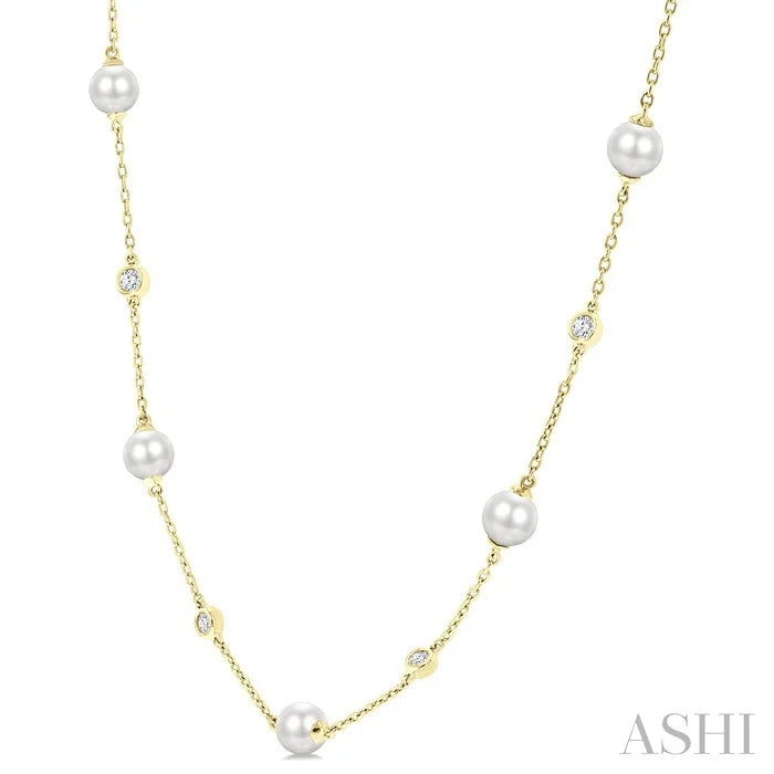Pearl & Diamond Station Necklace