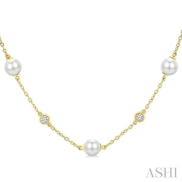 Pearl & Diamond Station Necklace