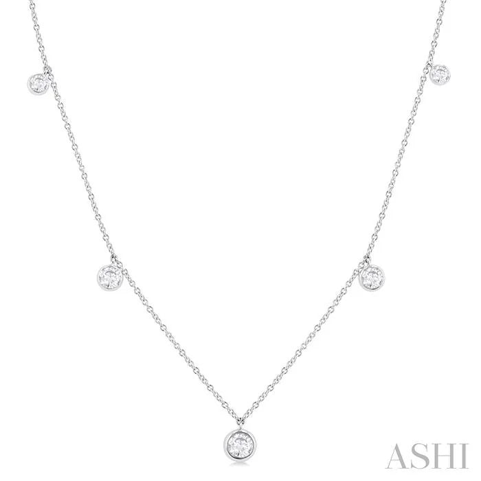 Round Shape Diamond Station Necklace