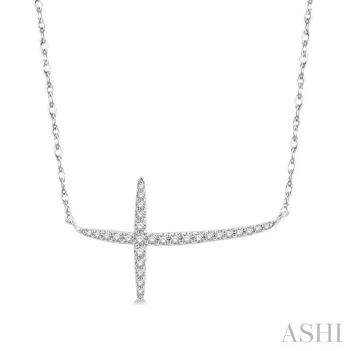 Sideway Cross Diamond Fashion Necklace