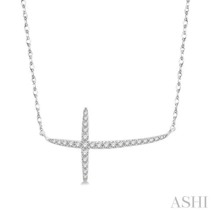 Sideway Cross Diamond Fashion Necklace