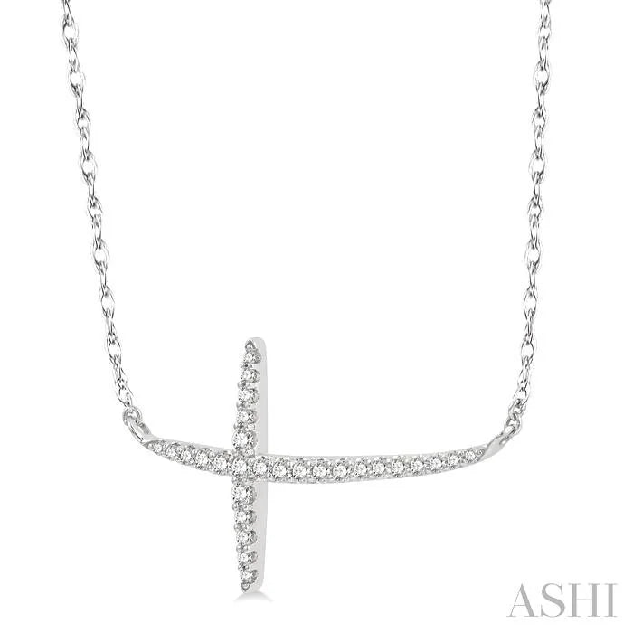 Sideway Cross Diamond Fashion Necklace