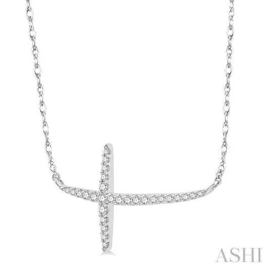 Sideway Cross Diamond Fashion Necklace