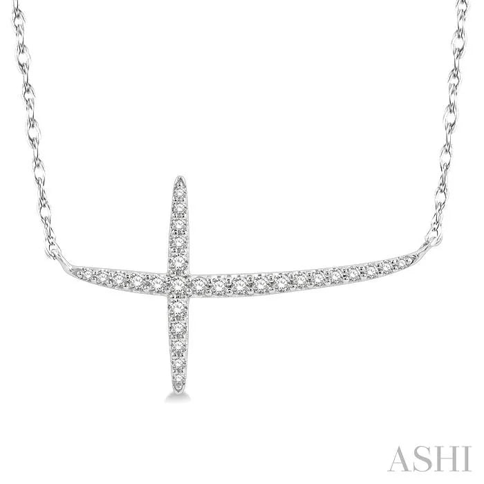 Sideway Cross Diamond Fashion Necklace