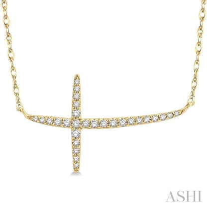 Sideway Cross Diamond Fashion Necklace