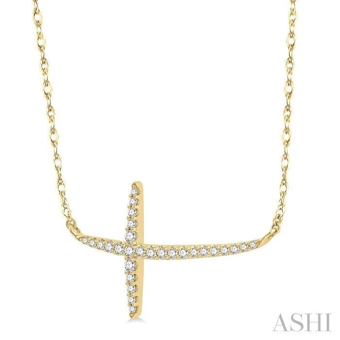 Sideway Cross Diamond Fashion Necklace