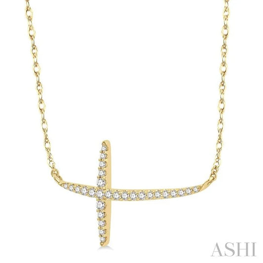 Sideway Cross Diamond Fashion Necklace